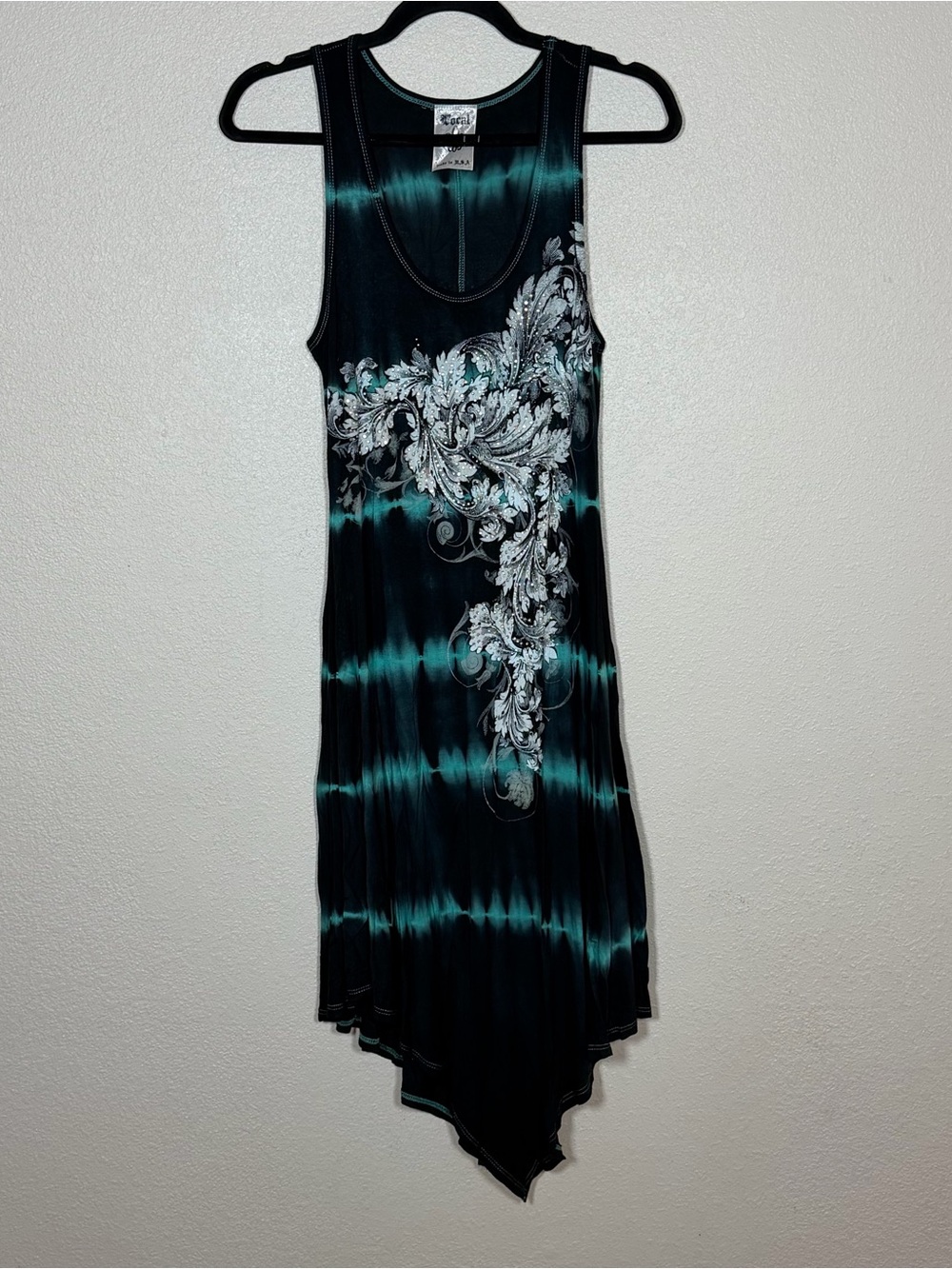Vocal M Rhinestone Hi Low Tank Dress Y2K Alternative Whimsigoth Grunge McBling